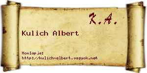 Kulich Albert névjegykártya